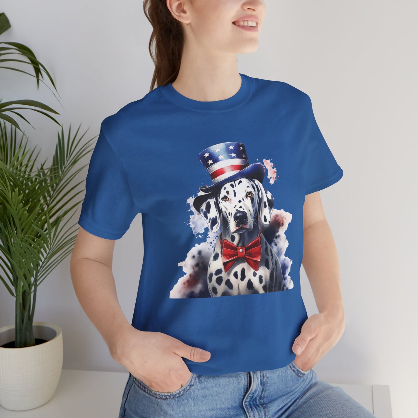 Patriotic Dalmatian in Stars & Stripes Hat – Unisex T-Shirt