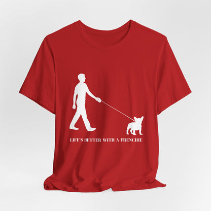Man and His Frenchie – Minimalist Line Art Unisex T-Shirt
