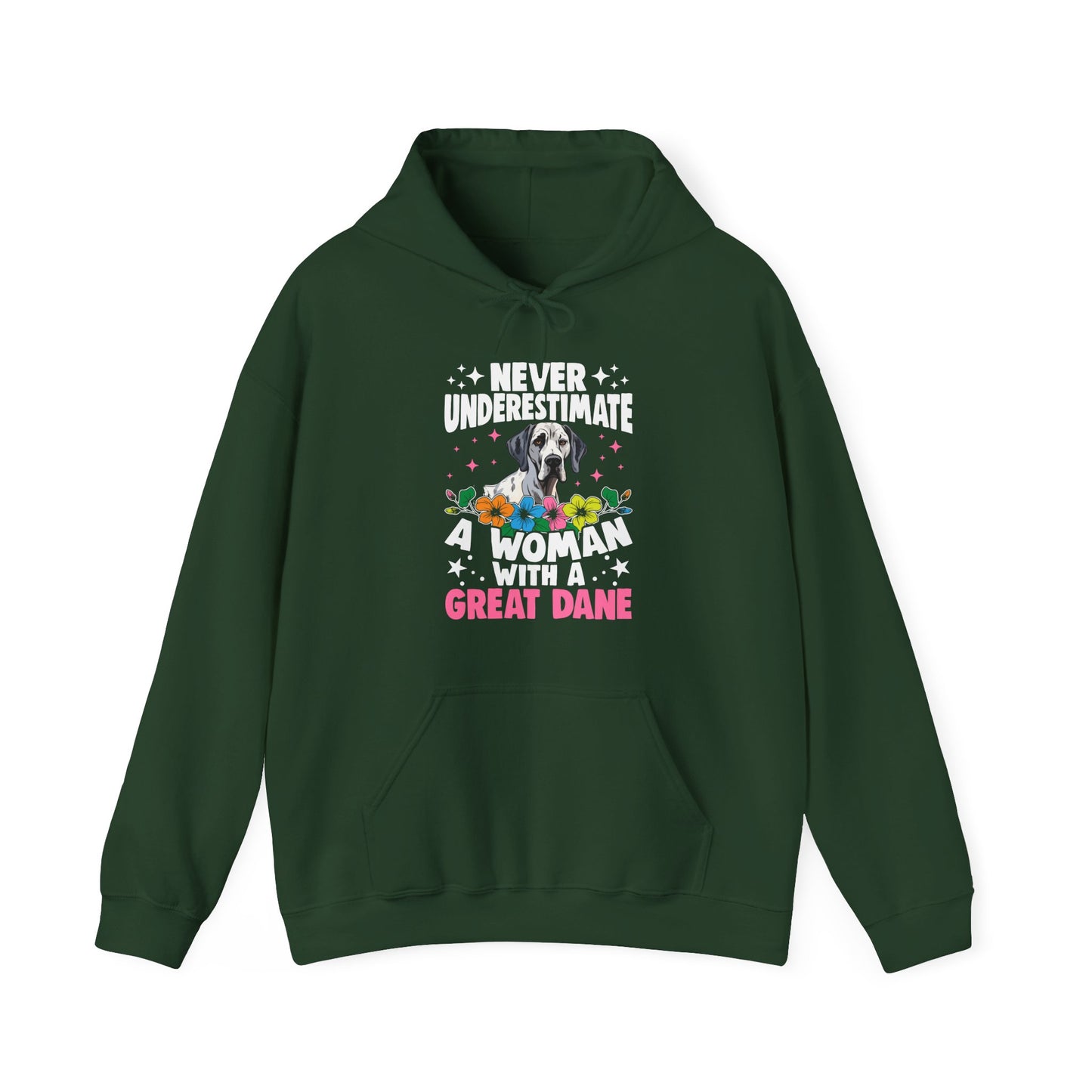 Woman With A Great Dane Hoodie | Funny Floral Dog Mom Gift