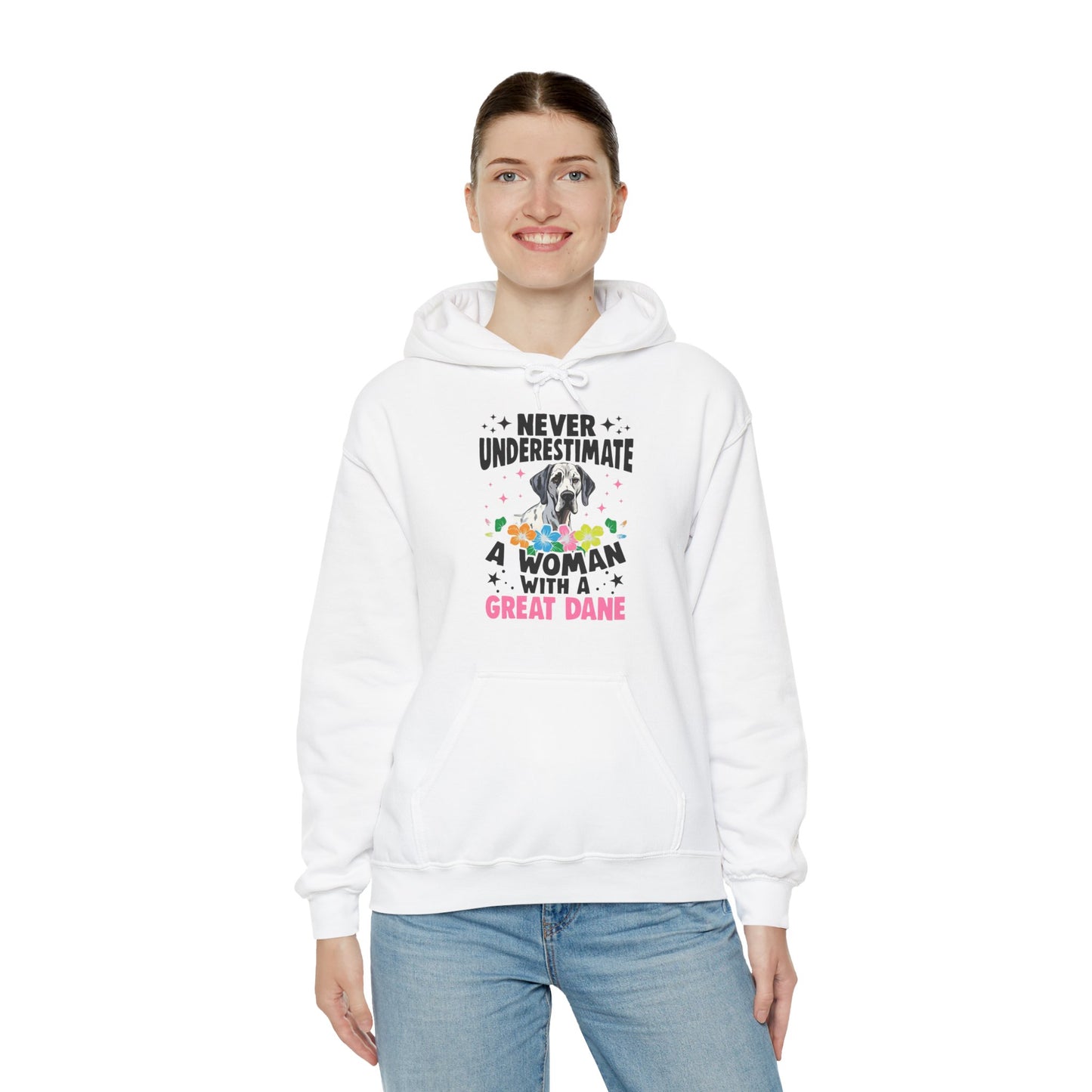 Woman With A Great Dane Hoodie | Funny Floral Dog Mom Gift