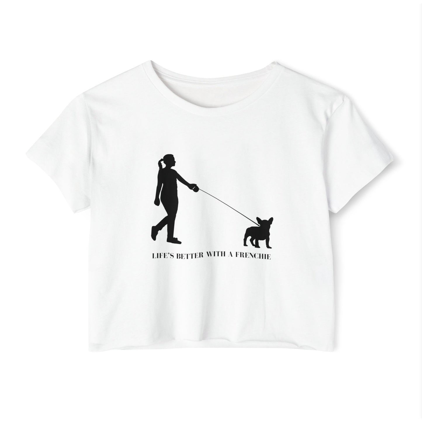 Woman and Her Frenchie Crop Top  Tee
