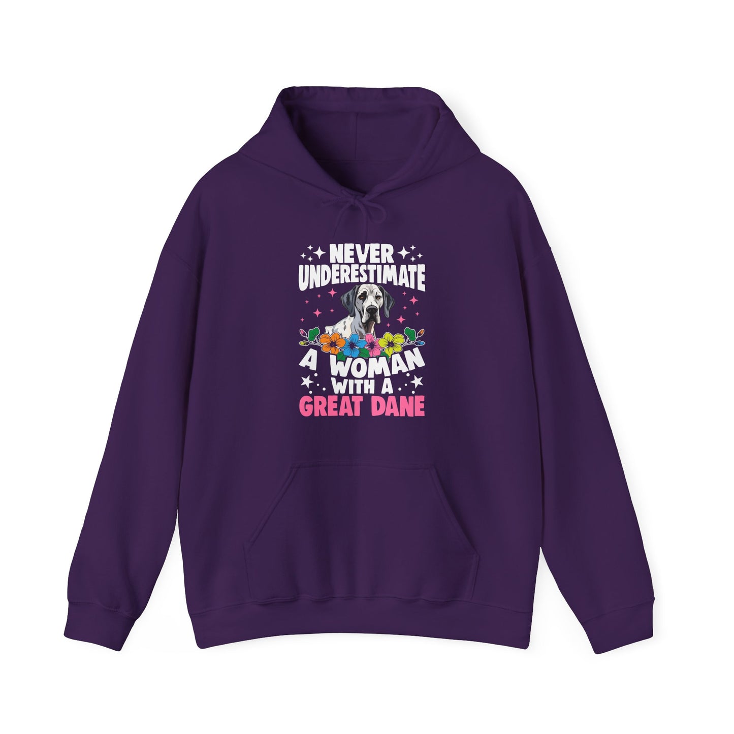 Woman With A Great Dane Hoodie | Funny Floral Dog Mom Gift