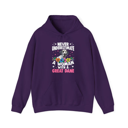 Woman With A Great Dane Hoodie | Funny Floral Dog Mom Gift