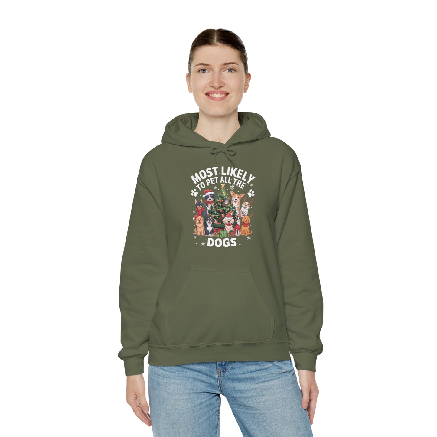 Most Likely To Pet All The Dogs Christmas Hoodie