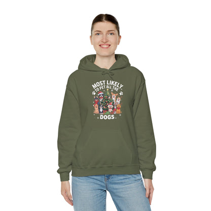 Most Likely To Pet All The Dogs Christmas Hoodie