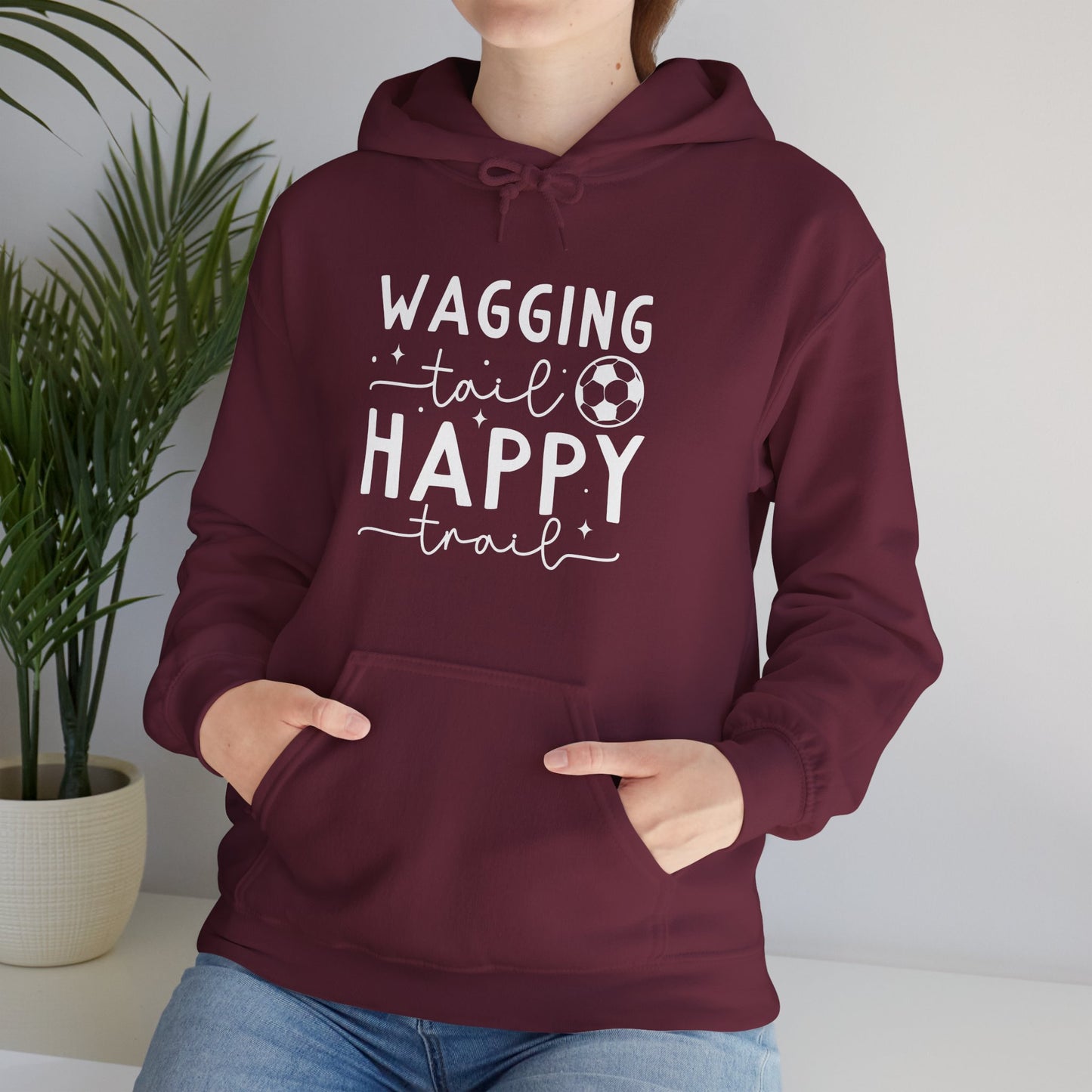 Wagging Tail Happy Trail Hoodie | Funny Soccer Dog Gift