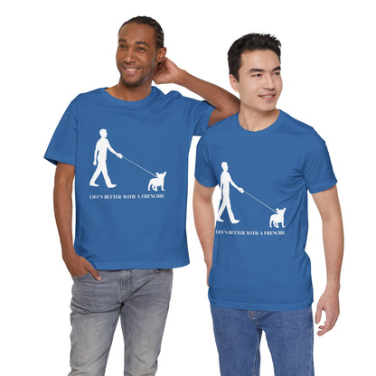 Man and His Frenchie – Minimalist Line Art Unisex T-Shirt