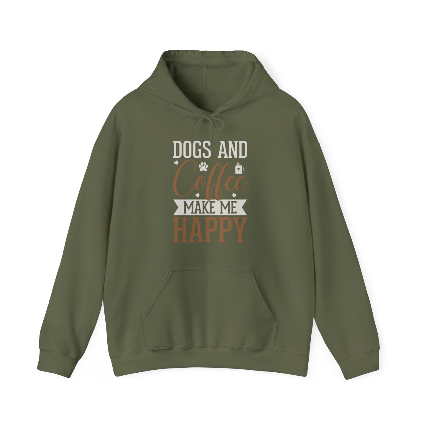 “Dogs and Coffee Make Me Happy” Unisex Hoodie – Cozy Dog Lover & Coffee Addict Sweatshirt
