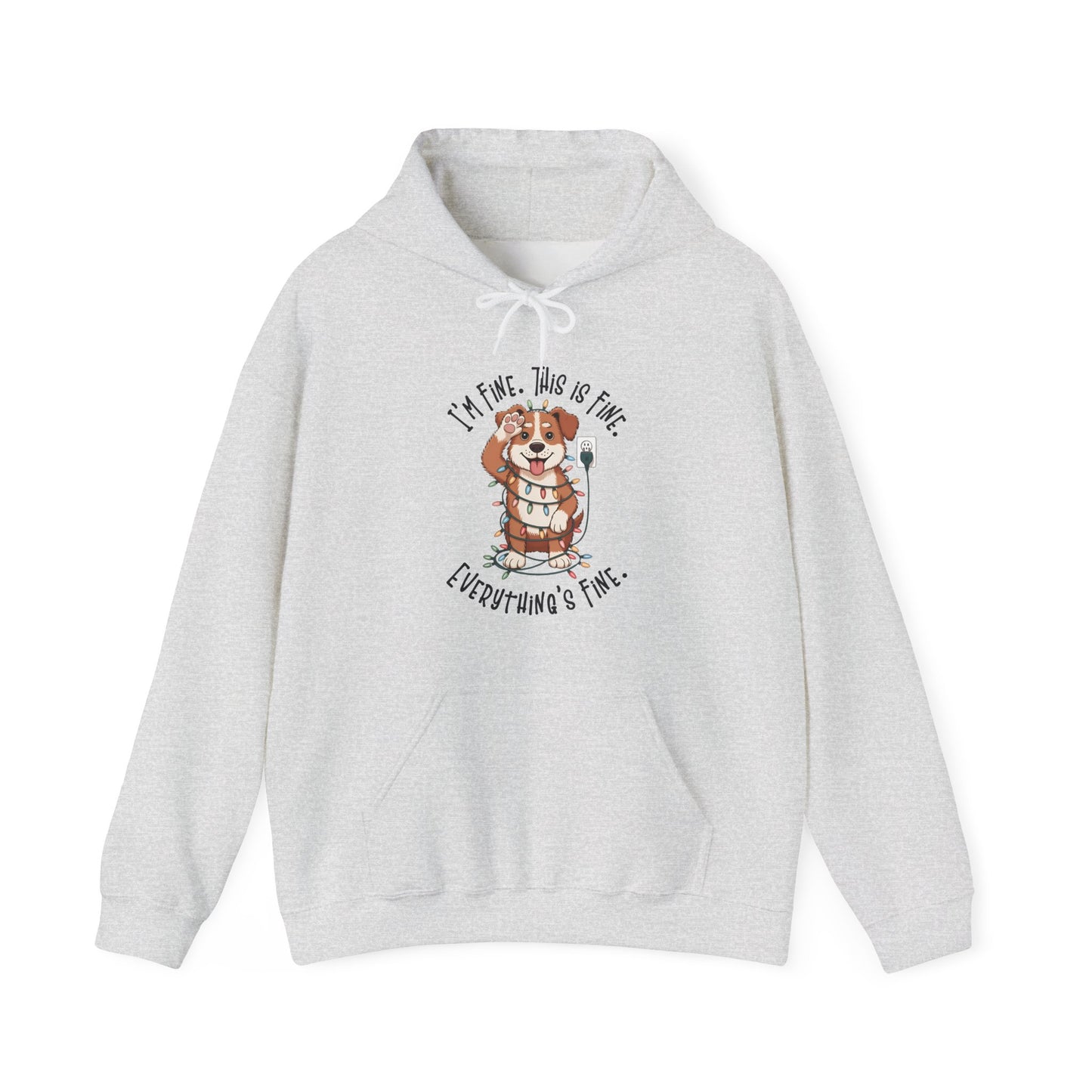 I'm Fine This Is Fine Dog Christmas Lights Hoodie