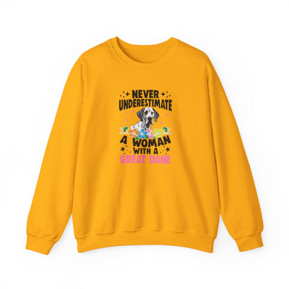 Woman With A Great Dane Sweatshirt | Funny Floral Dog Mom Gift