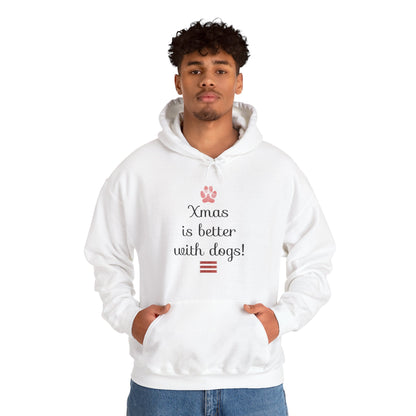 Xmas Is Better with Dogs - Holiday Paw Print Hoodie