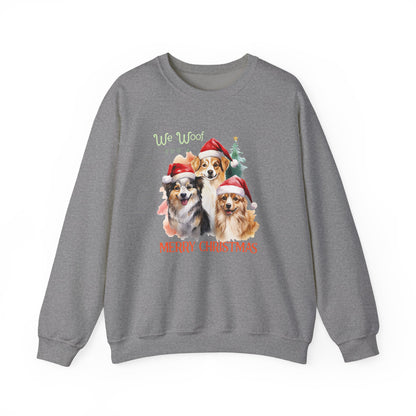 "We Woof You a Merry Christmas" Trio Dog Unisex Sweatshirt
