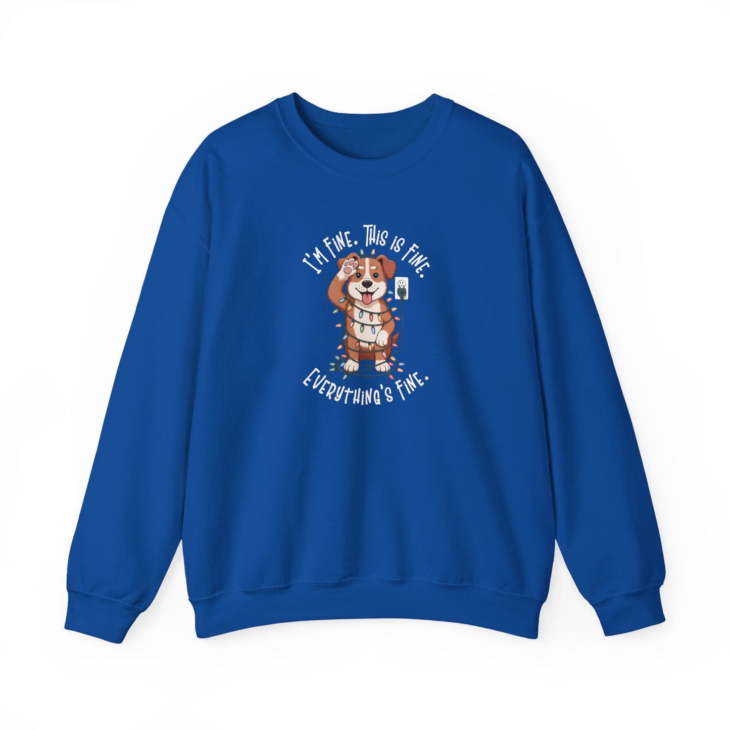 I'm Fine This Is Fine Dog Christmas Lights Sweatshirt