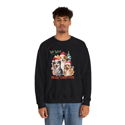 "We Woof You a Merry Christmas" Trio Dog Unisex Sweatshirt