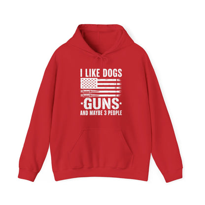 "I Like Dogs, Guns & Maybe 3 People" Patriotic Unisex Hoodie