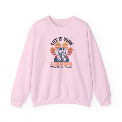 Great Dane Life Sweatshirt | Retro Sunset Dog Lover Gift