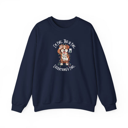 I'm Fine This Is Fine Dog Christmas Lights Sweatshirt