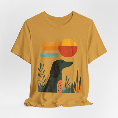 Dachshund Retro Sunset Minimalist Unisex Tee