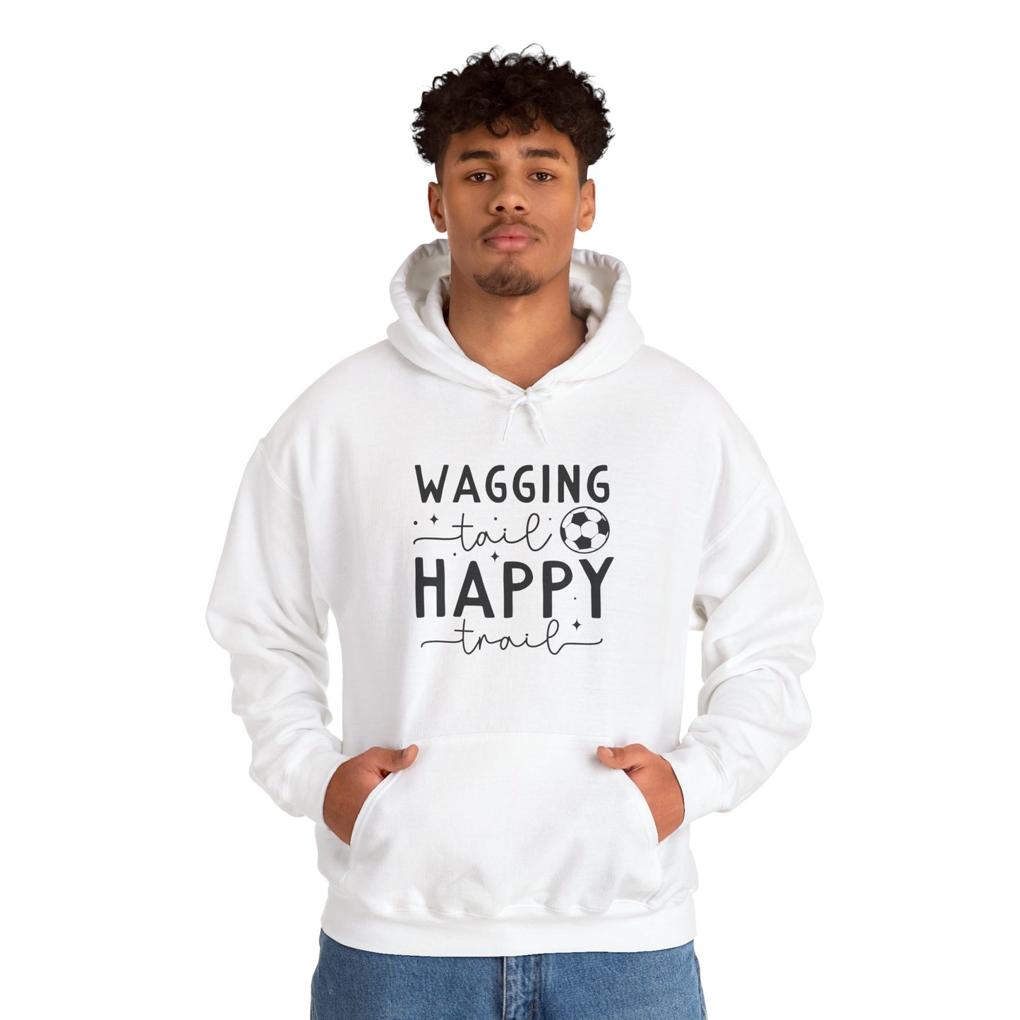 Wagging Tail Happy Trail Hoodie | Funny Soccer Dog Gift