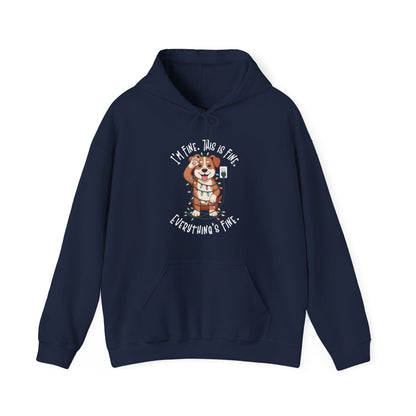 I'm Fine This Is Fine Dog Christmas Lights Hoodie