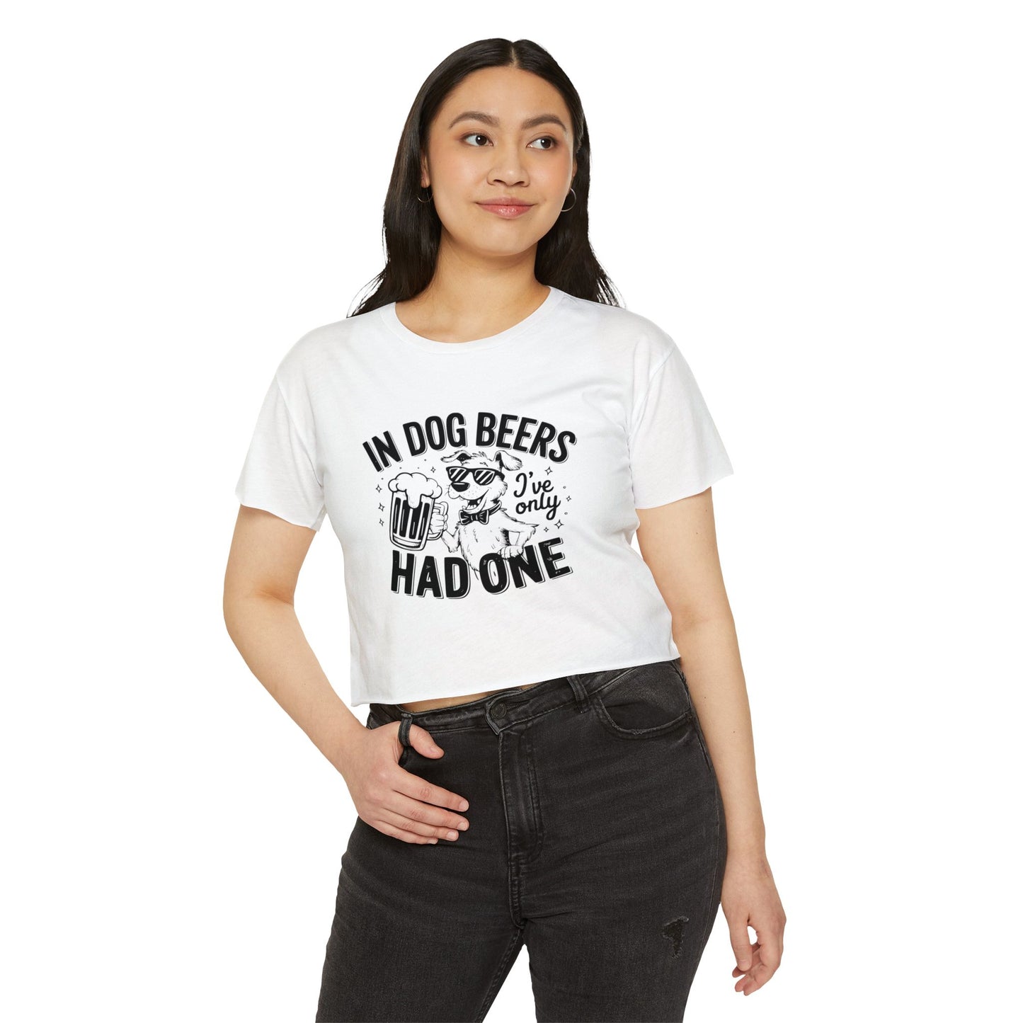 Funny Dog Beer Quote Crop Top – “In Dog Beers I’ve Only Had One”