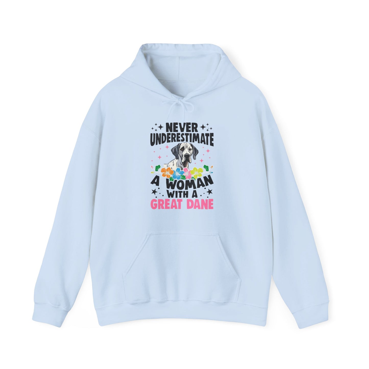 Woman With A Great Dane Hoodie | Funny Floral Dog Mom Gift