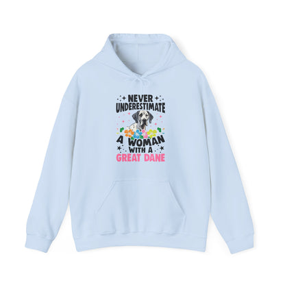 Woman With A Great Dane Hoodie | Funny Floral Dog Mom Gift