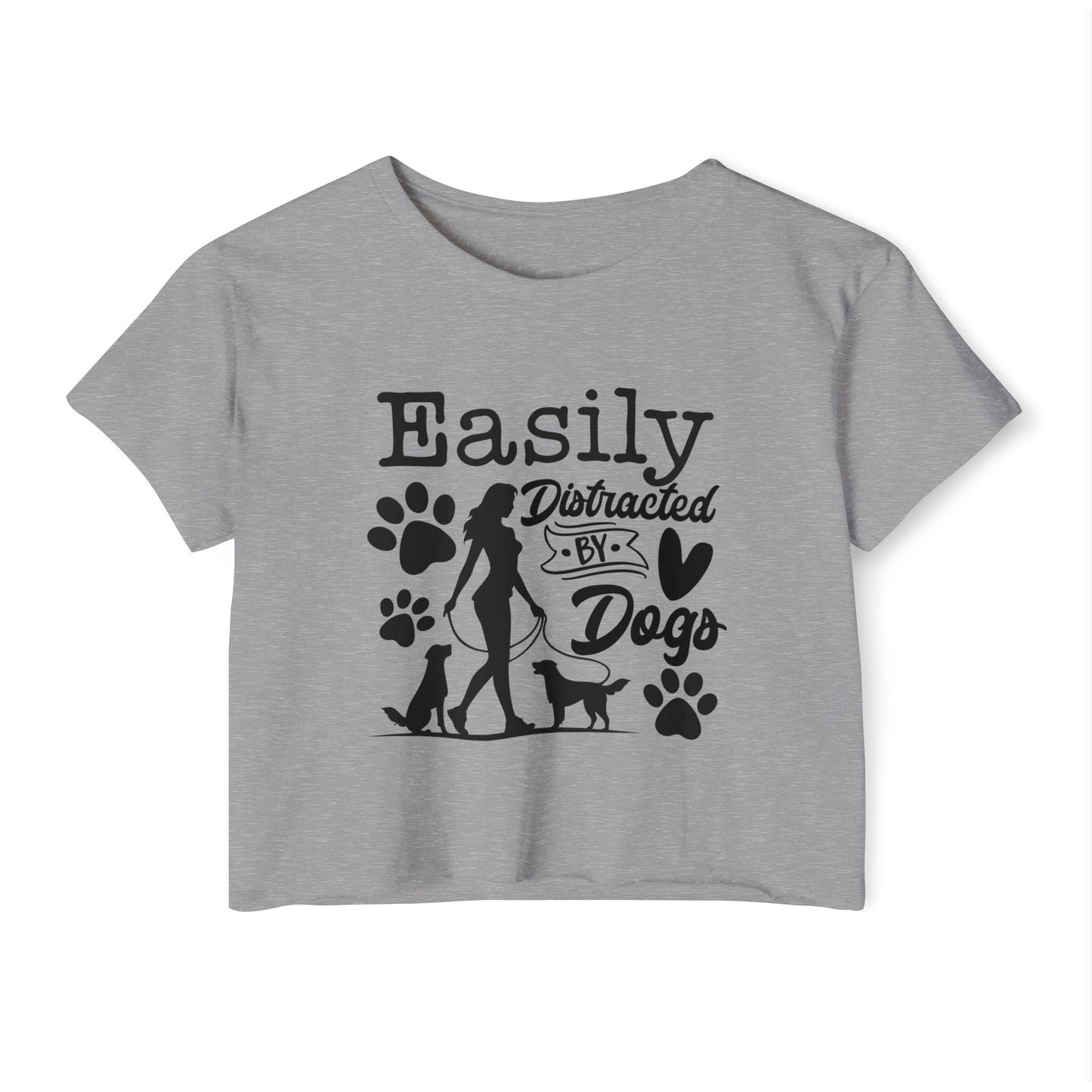 Easily Distracted by Dogs Crop Top – Cute Dog Lover Graphic Tee