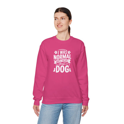 Funny First Dog Sweatshirt | I Was Normal Pet Lover Sweatshirt