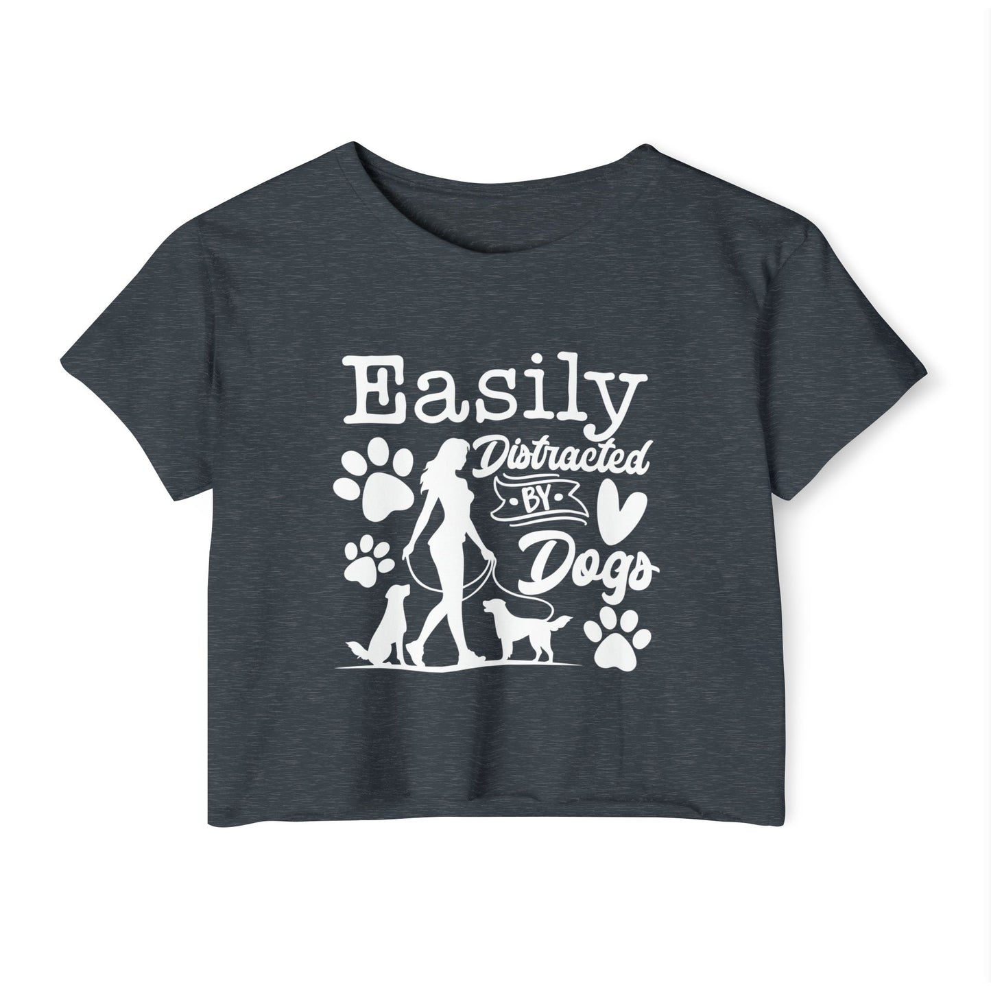 Easily Distracted by Dogs Crop Top – Cute Dog Lover Graphic Tee