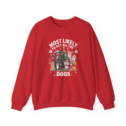 Most Likely to Pet All the Dogs Christmas Unisex Sweatshirt