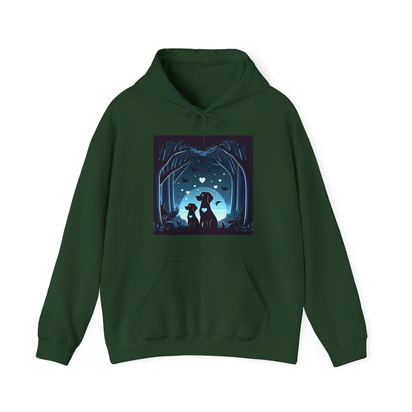Dog Love in the Moonlight - Forest Unisex Hoodie