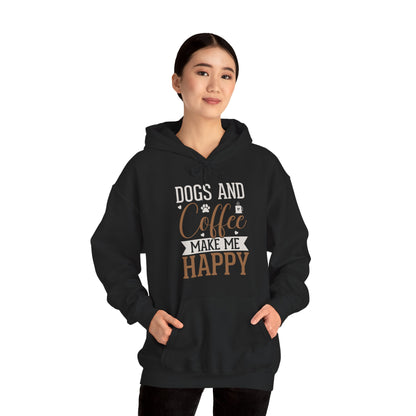 “Dogs and Coffee Make Me Happy” Unisex Hoodie – Cozy Dog Lover & Coffee Addict Sweatshirt