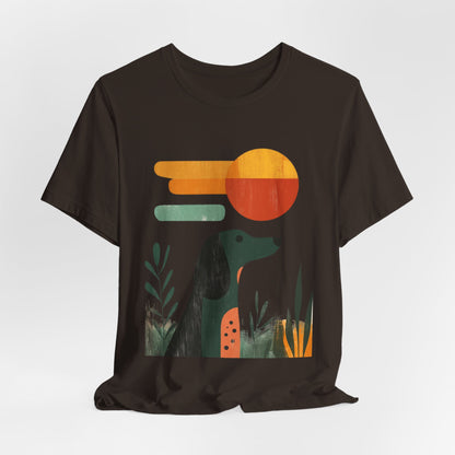 Dachshund Retro Sunset Minimalist Unisex Tee
