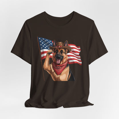Stars, Stripes & Shepherds Tee – Cowboy Canine Patriot