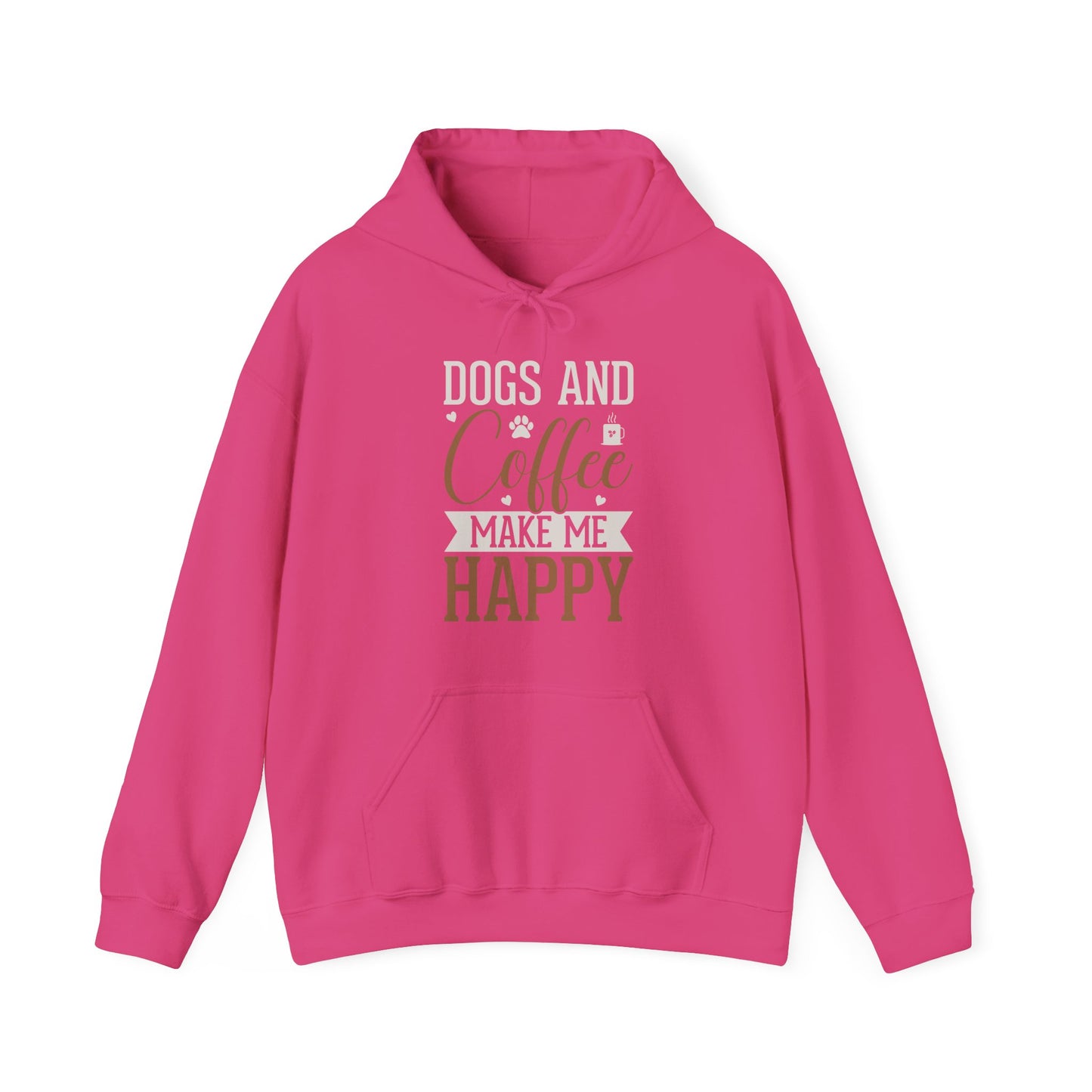 “Dogs and Coffee Make Me Happy” Unisex Hoodie – Cozy Dog Lover & Coffee Addict Sweatshirt
