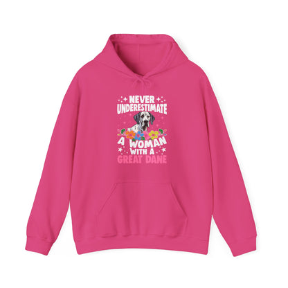 Woman With A Great Dane Hoodie | Funny Floral Dog Mom Gift