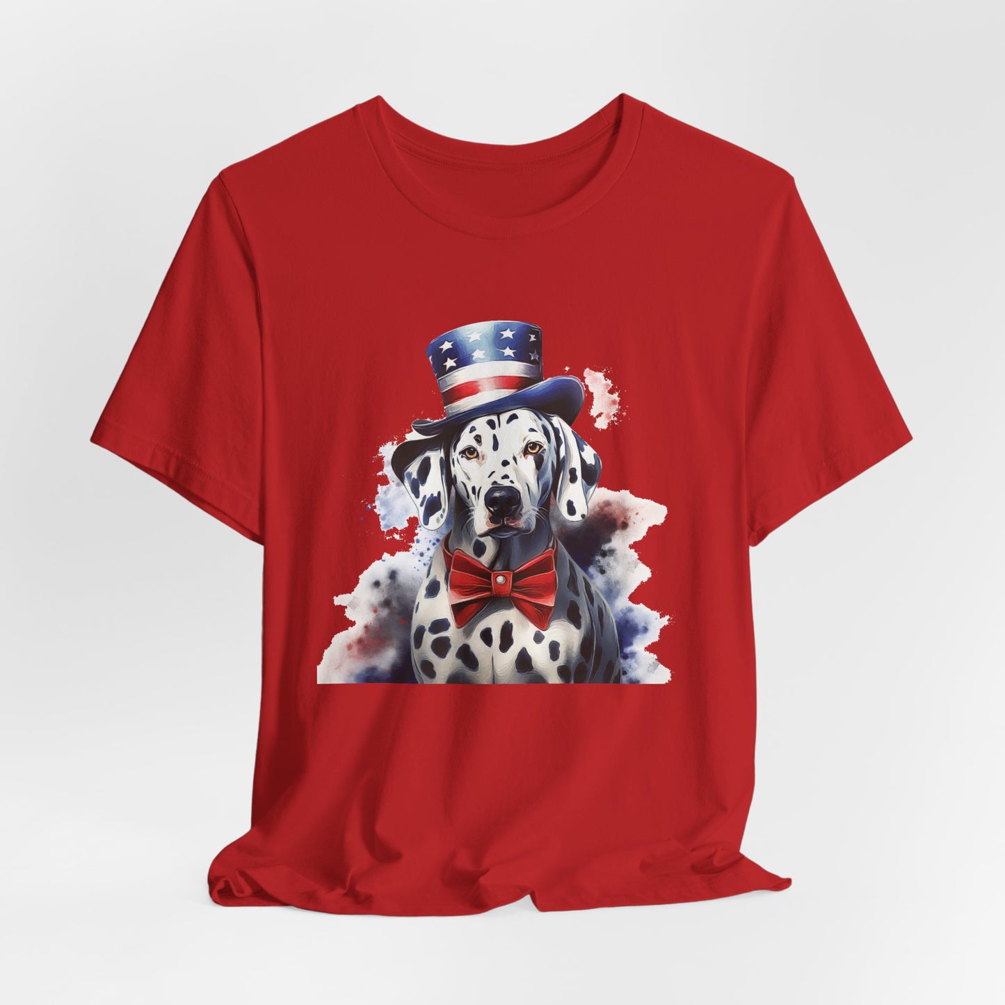 Patriotic Dalmatian in Stars & Stripes Hat – Unisex T-Shirt