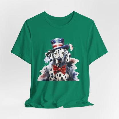 Patriotic Dalmatian in Stars & Stripes Hat – Unisex T-Shirt