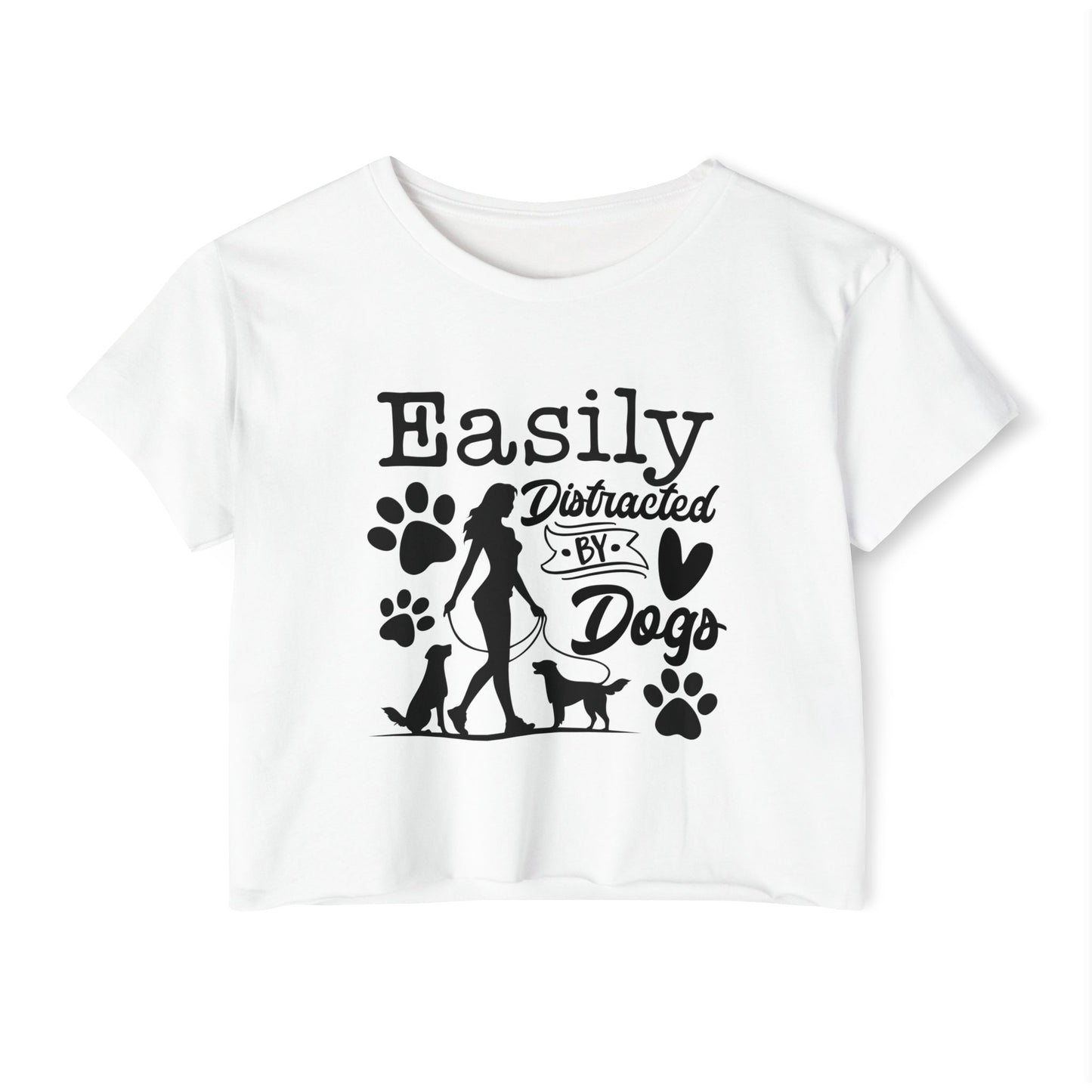 Easily Distracted by Dogs Crop Top – Cute Dog Lover Graphic Tee