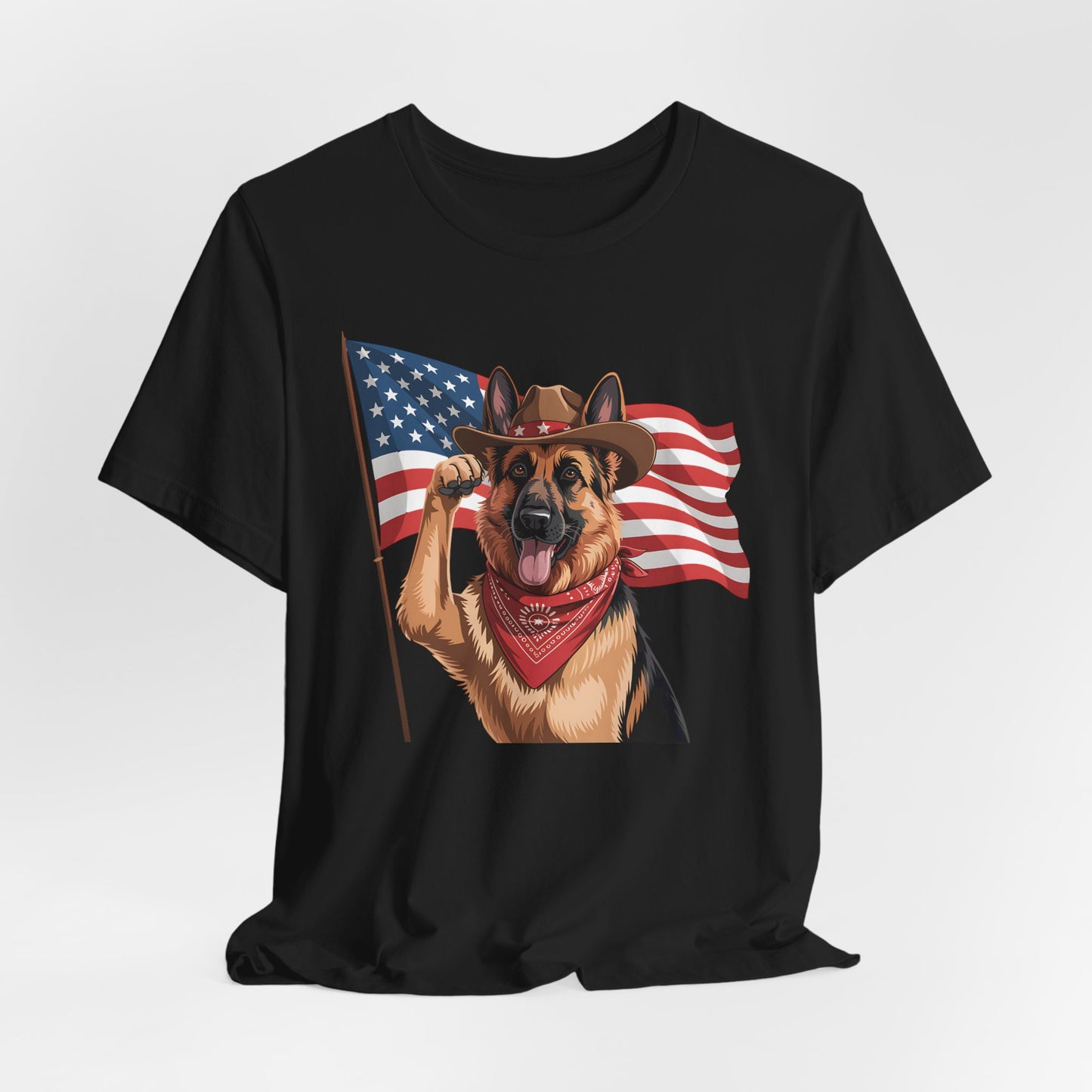 Stars, Stripes & Shepherds Tee – Cowboy Canine Patriot