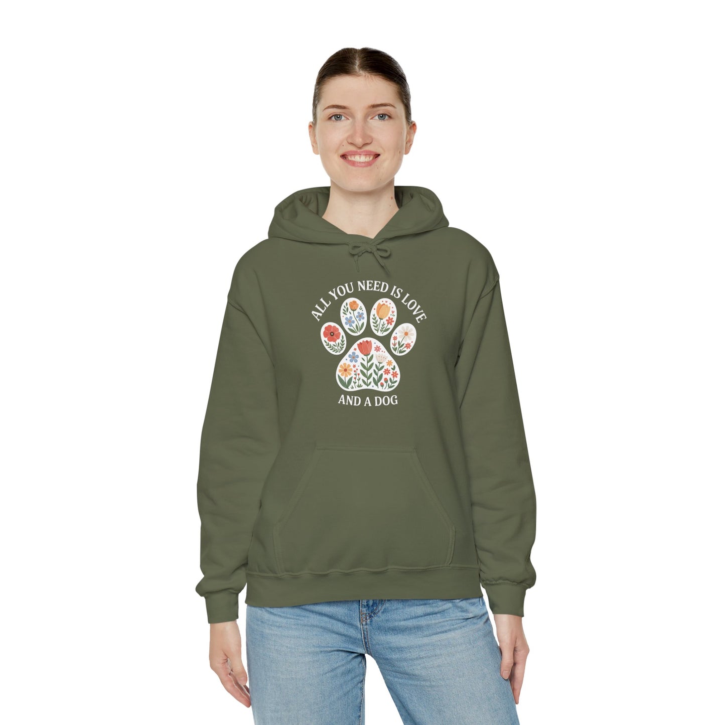 All You Need Is Love & A Dog | Floral Paw Print Hoodie