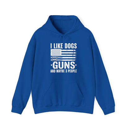 "I Like Dogs, Guns & Maybe 3 People" Patriotic Unisex Hoodie