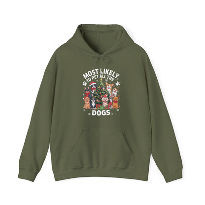Most Likely To Pet All The Dogs Christmas Hoodie