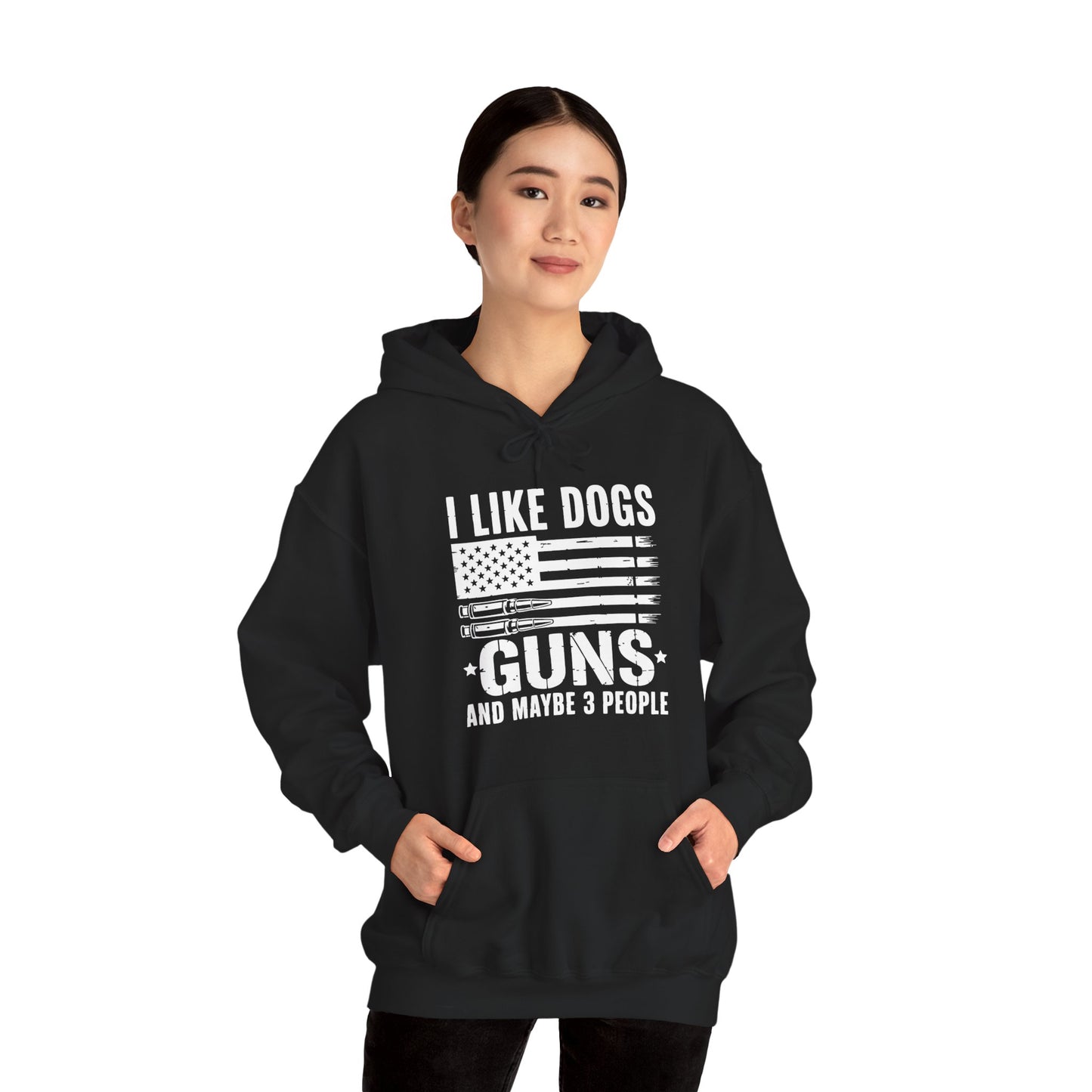 "I Like Dogs, Guns & Maybe 3 People" Patriotic Unisex Hoodie
