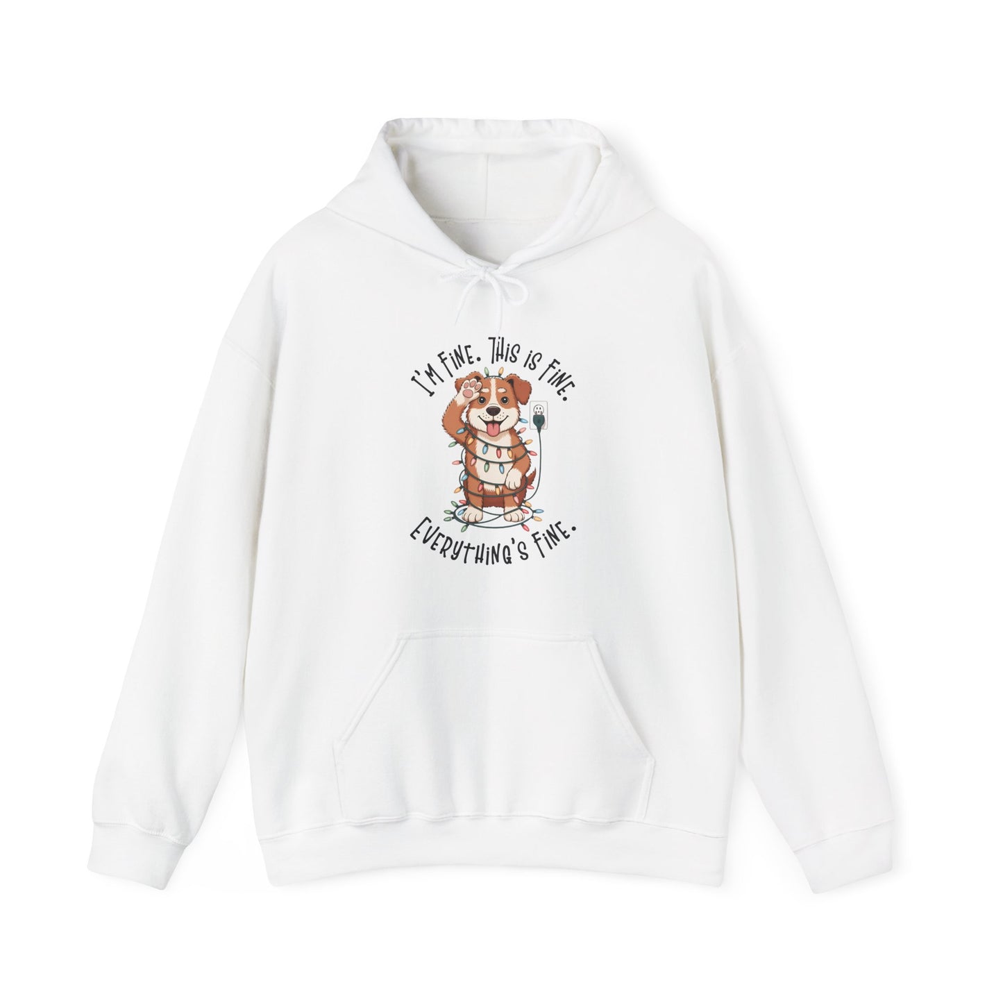 I'm Fine This Is Fine Dog Christmas Lights Hoodie