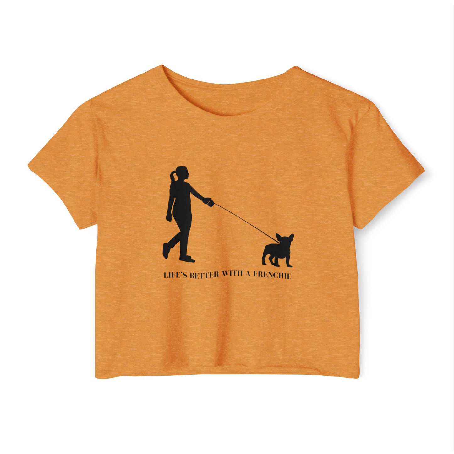Woman and Her Frenchie Crop Top  Tee