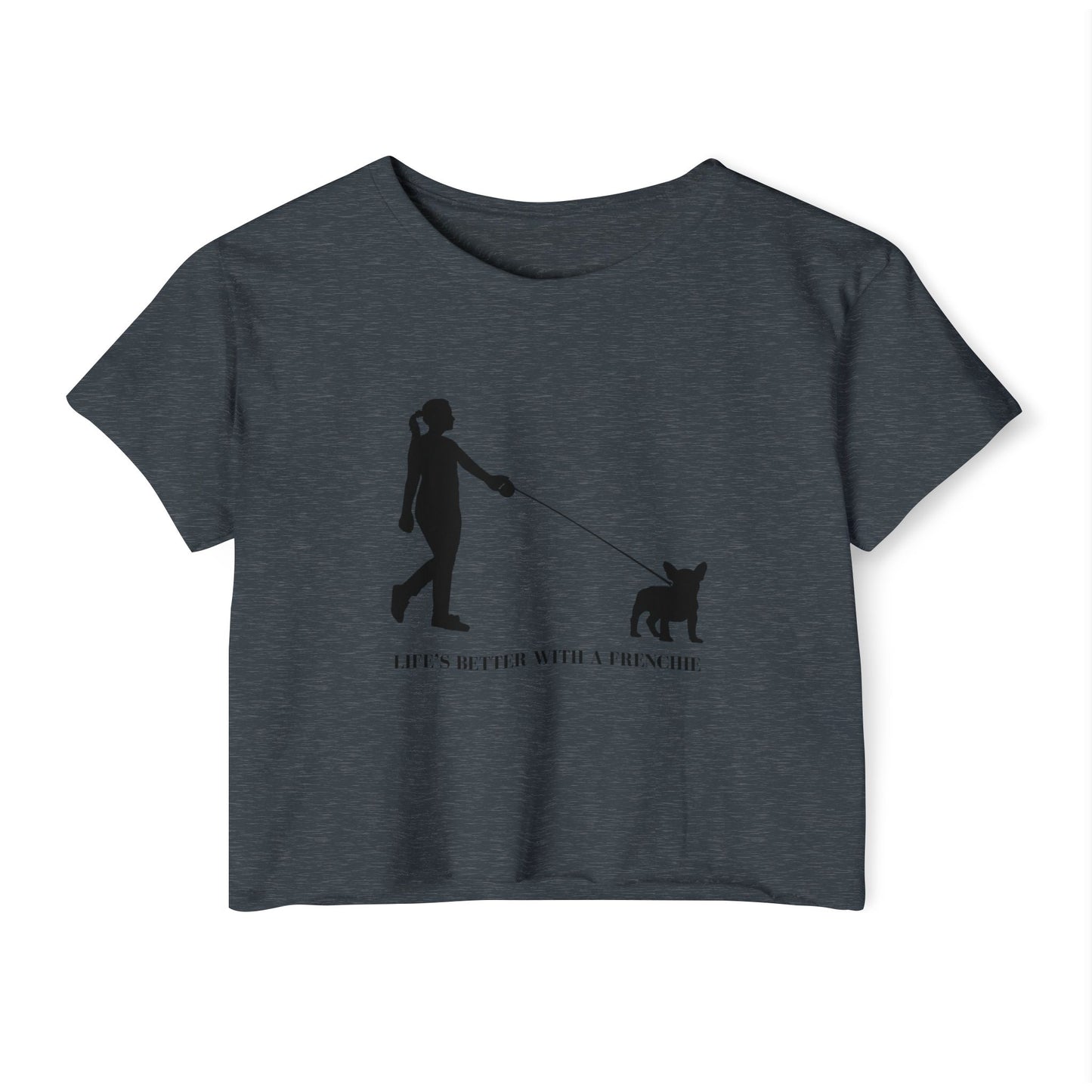 Woman and Her Frenchie Crop Top  Tee