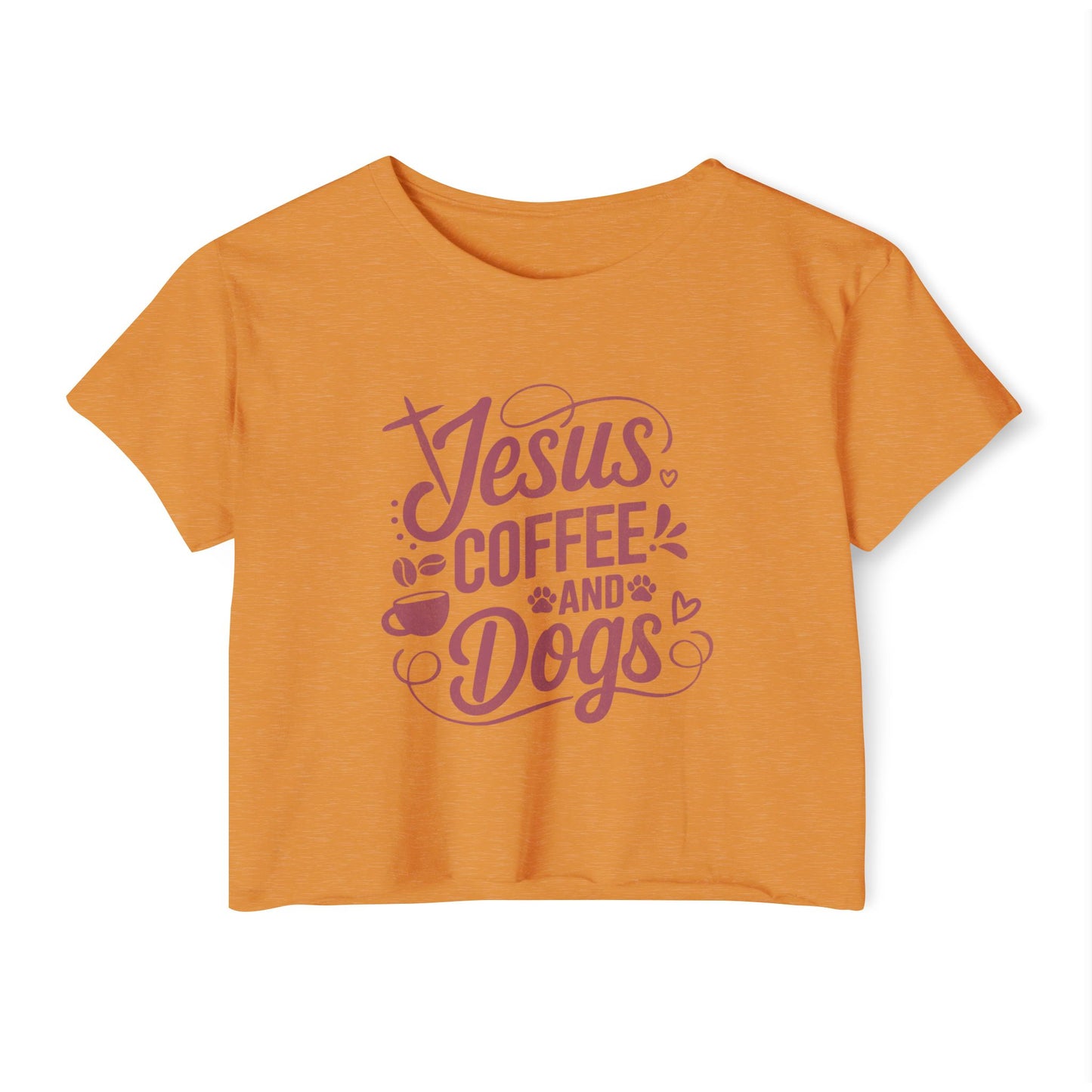 Jesus Coffee and Dogs Crop Top –  Christian Dog Mom Tee