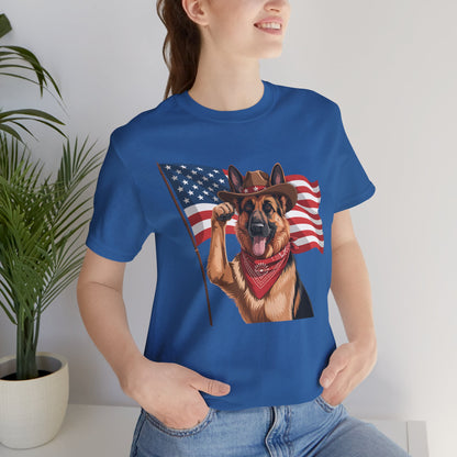Stars, Stripes & Shepherds Tee – Cowboy Canine Patriot